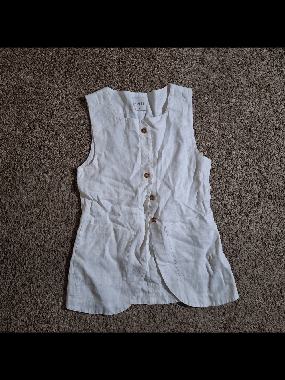 POSSE White Nancy Linen Gilet Vest Top Size Small